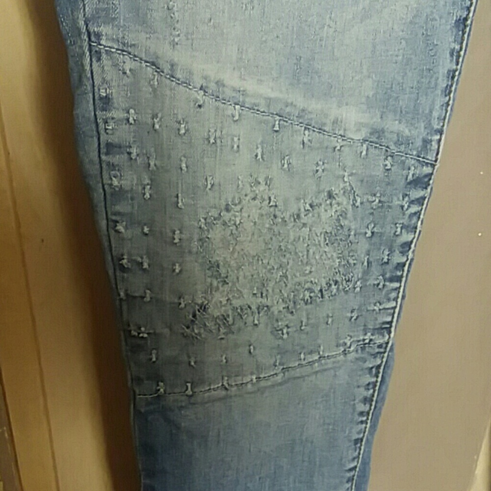 Nature Skinny Jeans Distressed Faded Knee Texture - Picture 2 of 6